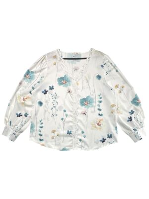 Bluzka Damska Biała Kwiatowa XXL