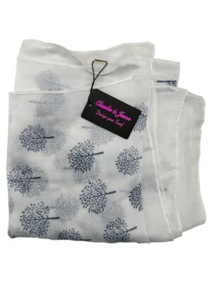 CLAUDIA&JASON Chusta Damska Biała Wzór ONE SIZE