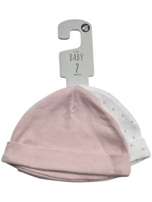 GEORGE Czapki Dziecięce Różowe ONE SIZE 2-Pack