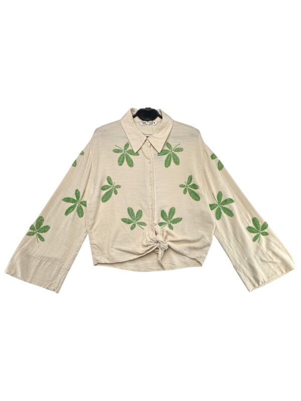 ZARA Koszula Damska Beżowa L Roślinny