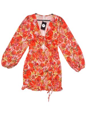 Sukienka Damska Czerwona Kwiatowy S