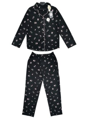 PEACOCKS Komplet Piżama Damska Czarna Kwiaty M/L (10/12)