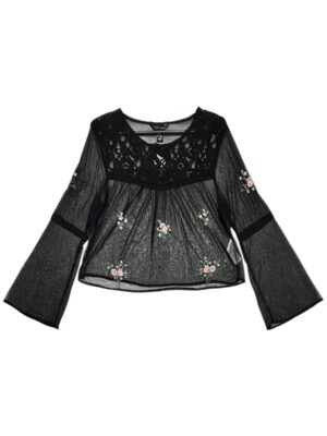 NEW LOOK Bluzka Damska Czarna Haftowana L