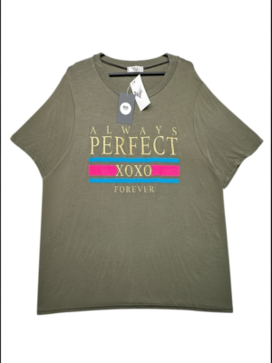 VIVI LONDON Koszulka Damska Zielona Napisy 6XL/7XL