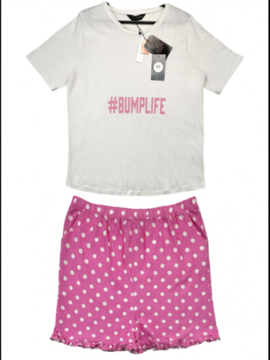 FOLLOW Komplet THAT DREAM MATERNITY Piżama Damska Biała Różowe Grosz