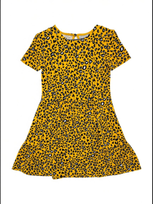 I LOVE GIRLSWEAR Sukienka Dziecięca Żółta Wzór Zwięrzęcy 152