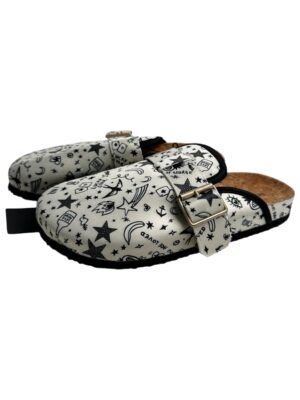GEORGE Klapki Damskie Białe Print 38-40