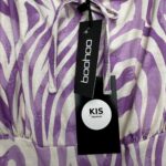 BOOHOO Kombinezon Damski Beżowy Fioletowy S - zdjęcie 3
