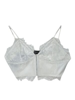 PRETTYLITTLETHING Top Damski Biały L Poliester
