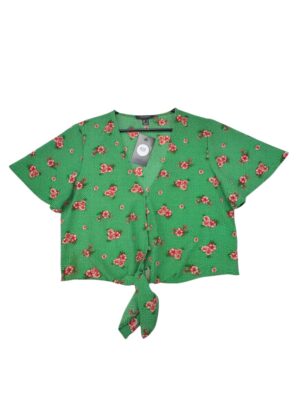 PRIMARK Bluzka Damska Zielona Kwiaty L