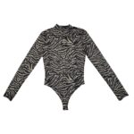 BERSHKA Body Damskie Czarny Zebra M - zdjęcie 1