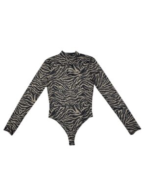 BERSHKA Body Damskie Czarny Zebra M