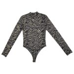 BERSHKA Body Damskie Czarny Zebra M - zdjęcie 2