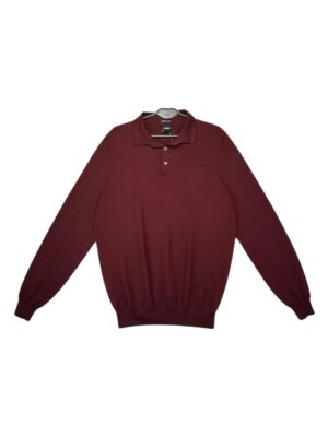 HUGO BOSS Sweter Męski Bordowy L Wełna