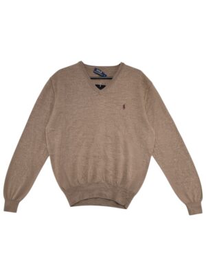 POLO RALPH LAUREN Sweter Męski Brązowy L Wełna