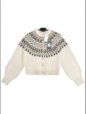 F&F Sweter Damski Kremowy XS Wełna