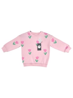 F&F Bluza Dziecięca Różowa Kwiaty 110